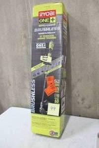 lot 99 image: Ryobi One 18-Volt Lithium-Ion Cordless Attachment Capable Brushless String Trimmer (Tool-Only)