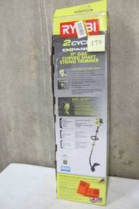 lot 178 image: Ryobi 2-Cycle 25 cc Gas Full Crank Curved Shaft String Trimmer