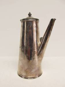 lot 13 image: Vintage Deco 1930 Heavy Silver Plated Coffee Pot from The Minikahda Club in Minneapolis
