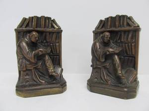 lot 26 image: Pair of Large Vintage Brass Bookends