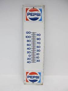 lot 36 image: Vintage 1973 Embossed PEPSI Advertising Thermometer 