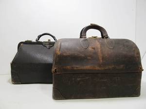 lot 53 image: Pair of Antique Leather Doctors BagsSatchels