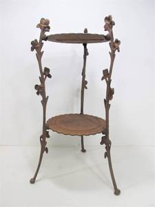 lot 54 image: Heavy Iron 2-Tier Plant Stand