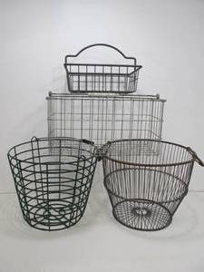 lot 57 image: Group of Vintage Metal Wire Baskets