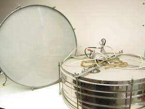 lot 77 image: Matching Pair of Large Hanging Jack Sullivan Drum Lamps