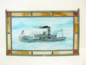lot 85 image: Stained Glass Paddle Boat Wall Hanging