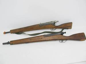 lot 109 image: 2 Vintage Bolt Action Military Style Toy Rifles