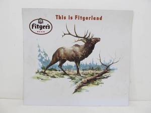 lot 190 image: Vintage FITGERS Vacuum Form Embossed Elk Beer Sign - This Is Fitgerland