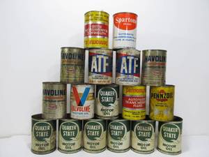 lot 200 image: Lot of Vintage 1 Quart Motor Oil Cans