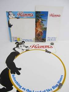 lot 218 image: Vintage HAMMS BEER Unused Signboards & Poster