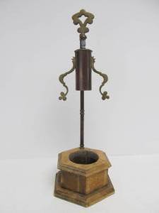 lot 237 image: Tall Vintage Brass Corkscrew Wine Bottle Opener