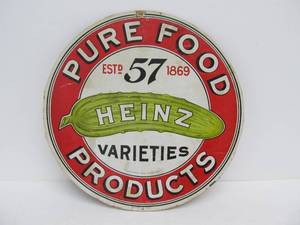 lot 241 image: Orig vintage HEINZ 57 Round Cardboard Country Store Advertising Sign