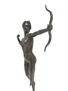 lot 1 image: Beautiful LARGE Bronze Nude Sculpture - Diana The Huntress