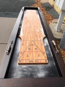 lot 8 image: 10 Long BarTable Shuffleboard Table wAccessories