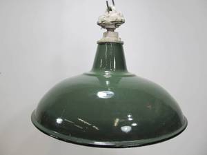 lot 282 image: Vintage Industrial Green Porcelain Gas Station Hanging Light