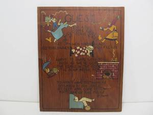 lot 279 image: Vintage Original Folk Art and J.P. McEvoy Guest Poem on Wood