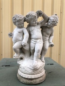 lot 293 image: Heavy Solid Cement Cherub Garden Fountain by Henri Studio