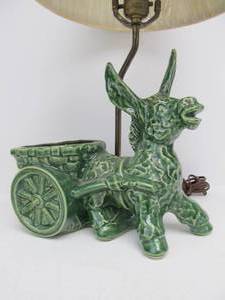 lot 168 image: vintage Mid Century 1950s Ceramic Donkey Planter Table Lamp