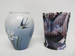 lot 170 image: 2 Vintage Small Vases - Including Royal Copenhagen Denmark Vase