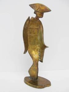 lot 174 image: Mid Century 1950s BronzeBrass Japanese Geisha Girl Statue