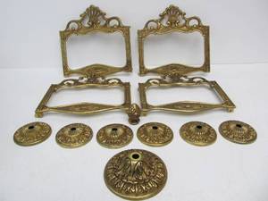 lot 177 image: Nice clean Group of Old Vintage Brass Lamp Parts