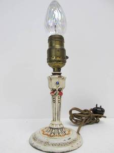 lot 181 image: Antique Painted Spelter Boudoir Lamp