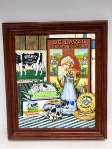 lot 121 image: Wonderful Oil on Canvas Painting wFarm Signs & Advertising - Patricia Cowart