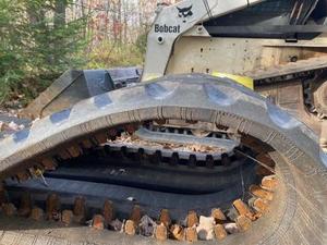 Pair of Skid Loader Skid Steer Rubber Tracks Removed From Bobcat T-300