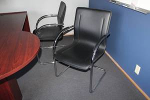 lot 100 image: Lot of (2) Padded Metal Office Arm Chairs