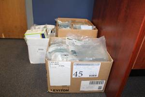lot 45 image: Lot of (3 Boxes) Pan-Net,Leviton Stainless Steel Face Plates