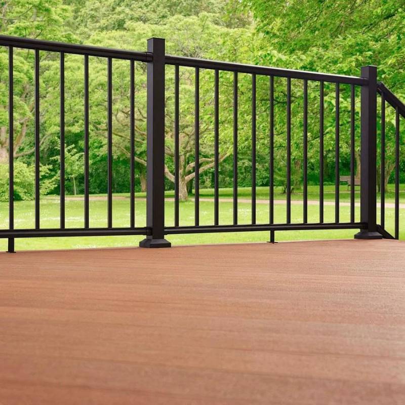 lot 225 image: Fiberon Elements Railing Black Aluminum Deck 38-in Line Post, AL LINE POST 36 BL - NEW