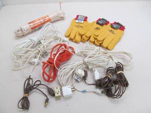 gloves, extension cord, braided slash cord