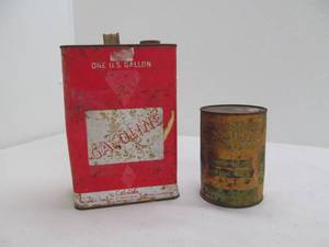 Vintage tins, gasoline, oil