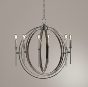 lot 23 image: WORLD IMPORTS Rondure 6-Light Polished Nickel Chandelier