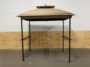lot 41 image: SUNJOY Lot of 2-  Brown Metal Rectangle Grill Gazebo (Exterior 5 ft. x 8 ft Foundation 4.4 ft. x 6.8 ft.)