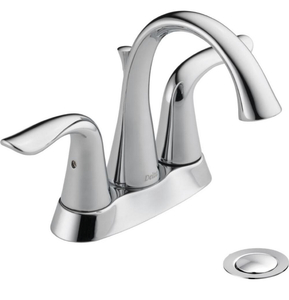 lot 91 image: DELTA Lahara 4 in. Centerset 2-Handle Bathroom Faucet with Metal Drain Assembly in Chrome