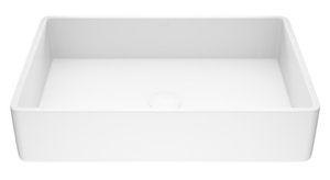 lot 92 image: VIGO Magnolia Handmade Countertop White Matte Stone Rectangle Vessel Bathroom Sink in Matte White