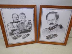 lot 39 image: Dale Earnhardt and Dale Earnhardt Jr. Framed Art