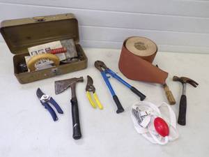 lot 70 image: Tools and large Roll of Sandpaper