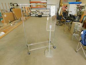 lot 8 image: Coat Rack and Pamphlet Holder