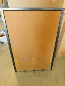 lot 23 image: Black Framed Cork Board w 2 Clear Plastic Paper Holders