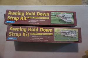 lot 124 image: 2 Camco RV Awning Hold Down Strap Kits  Solar Grip