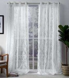Edinburgh 52 in. W x 96 in. L Sheer Grommet Top Curtain Panel in Winter White (2 Panels)