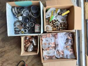 lot 18 image: 4-Boxes Of Copper, Brass & Steel Plumbing Fittings