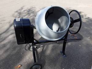 lot 1 image: Klutch 4.1 Cu. Ft. Portable Cement Mixer 12 Hp. Used Very Little-Like New Condition