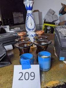 lot 209 image: Lot of Candleholders and Tequila Bottle