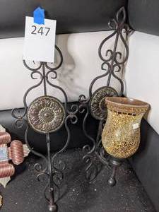 lot 247 image: Pair of Candleholder Sconces, As Is