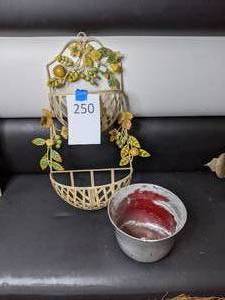 lot 250 image: Two Tiered Wall Mount Basket and Planter
