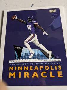 lot 92 image: Framed Vikings Minneapolis Miracle print