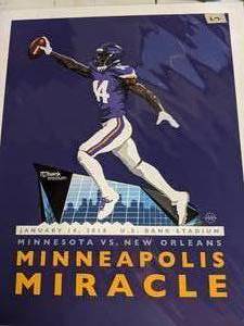 lot 93 image: Framed Vikings Minneapolis Miracle print